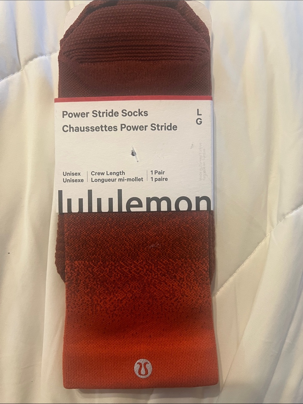 Power Stride Crew Socks - Brick Red to Orange Ombre Unisex